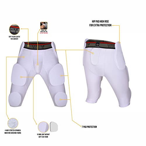 Exxact Sports Boy's & Men’s “Battle” 7 Pad Football Girdle Integrated Flex Padded Girdle