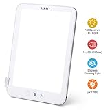 AIRSEE Light Therapy Lamp 10,000 Lux - Happy LED Bright White Therapy Light Sun Lamp with Adjustable Stepless Brightness Controls and 3 Different Lights Compact Size