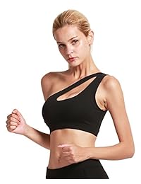 RUNNING GIRL - Sujetador deportivo de un hombro para yoga, sexy, lindo, soporte mediano