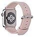 JSGJMY Compatible with Apple Watch Band Women Men Genuine Leather Replacement Strap for iWatch Series 5 4 3 2 1 Sport Edition (Soft Pink, 42mm 44mm M/L)