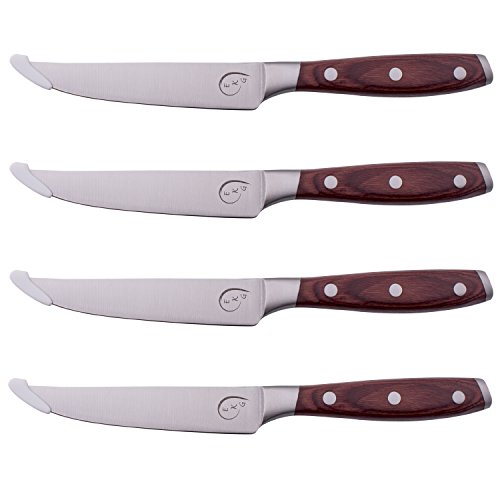 Everyday Kitchen Gadgets-Steak Knife Set- Stainless Steel-Straight Edge-Pakkawood Handle - Thumbnail 7