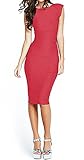 Women's Casual Boat Neck Slim Bodycon Business Party Work Pencil Dress Watermelon Red Large