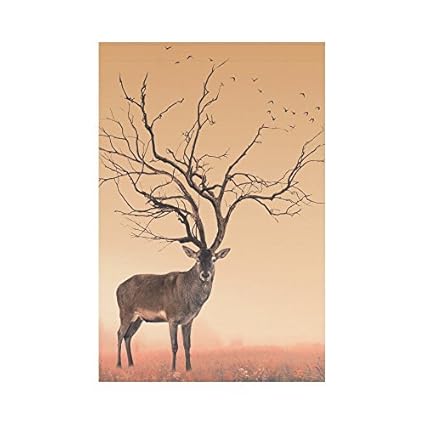 Amazon Com Art Of Deer Stag Tree With Bird Polyester Garden Flag