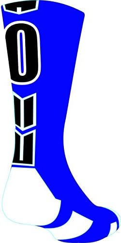 Player Id Number Crew Sock (SINGLE SOCK) - Blue/Black, #0, Small