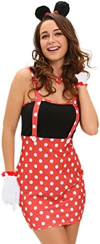 LOBiI78lu Women's Four-piece Sexy Darling Miss Minnie Mouse Costume