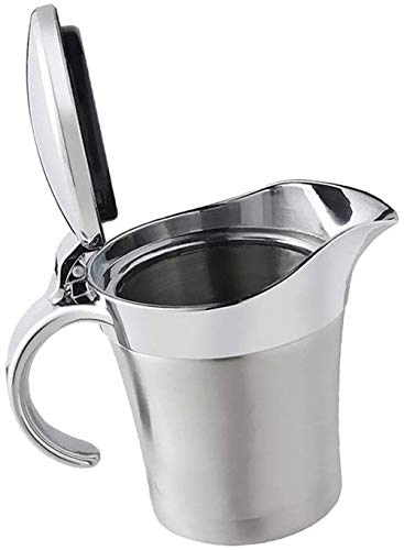 Stainless Steel Double Insulated Gravy-Boat Jug-Sauce - with Hinged Lid Steak-Sauce-Pot (16 oz） - Thumbnail 5