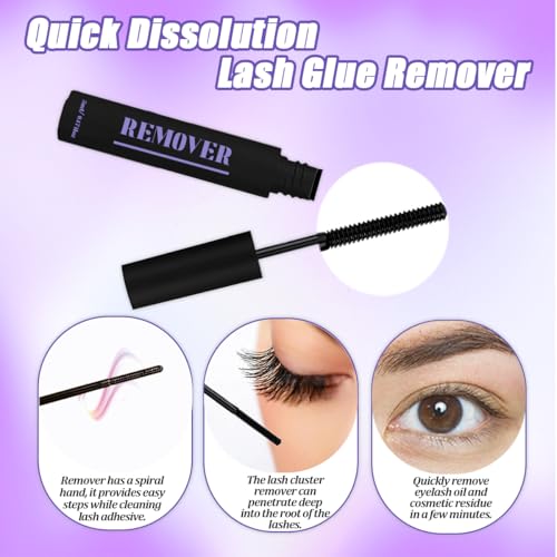 DNSGOOR DIY Eyelash Extension Kit 840 Lash Cluster Mirror Eyelash Box,Eyelash Gluing and Sealing,Eyelash Removal,Tweezer Brush Mini Applicator