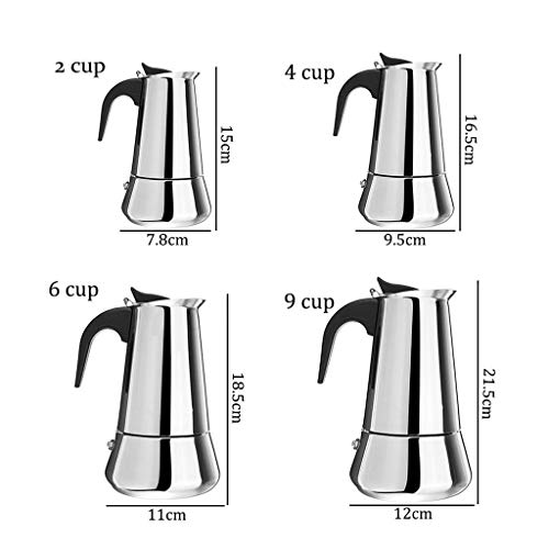 BBT-shop Stainless Steel coffee pot, Mocha Espresso Latte Percolator Stove Top Coffee Maker Pot Espresso Machines Pot Coffee Maker Parts Accessories (9cups)