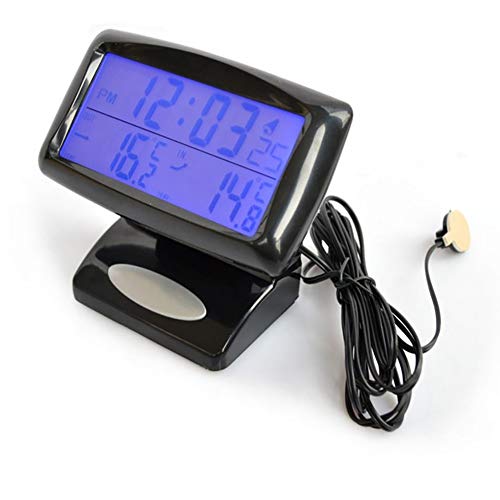 CactusAngui Car Vehicle LED Digital LCD Thermometer Clock Temperature Meter with Backlight Black