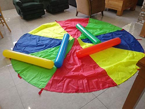 HAPPYMATY Kids Play Parachute Toy - 6 Foot with 8 Handles Rainbow Umbrella Parachute for Outdoor & Indoor Game,Kids Cooperation Group Exercise Play Parachute Toy