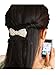 Women's White Pearl Bling Rhinestone Beaded Silver Hair Barrette Clip Pin for Long Hair Ponytail Holder