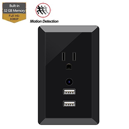 Dual USB Charger Camera, KAMRE 1080P Wall Charger Camera Outlet Camera Adapter for Home and Office
