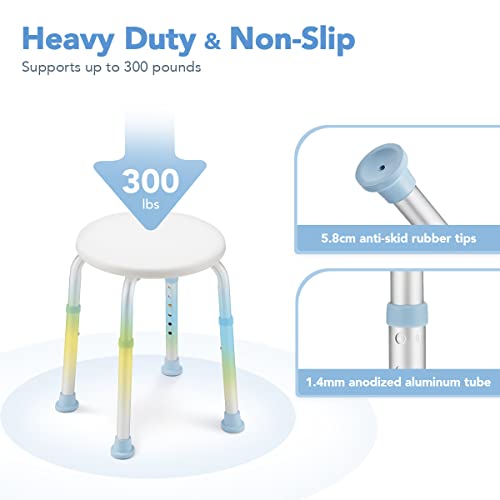 OasisSpace Shower Chair Adjustable Round Shower Chair with Free Grab