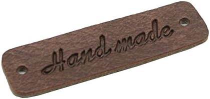 Synthetic Leather Handmade Label 0.5in x 2in (13mm x 45mm) (Dark Brown 10pcs)