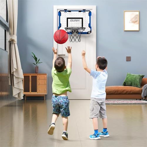 AM ANNA Basketball Hoop Indoor for Kids, Basketball Mini Hoop Pro Basketball Hoop Over the Door with LED Lighting & Audio Scoreboard, Boys Gifts Basketball Toys Gifts Room Accessories
