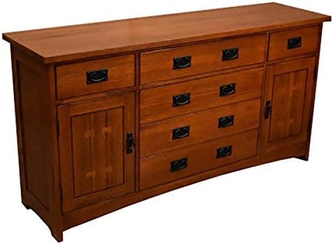 Amazon Com Arts And Crafts Mission Oak Sideboard Buffet With Drawers And Cabinets Buffets Sideboards