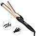 Hair Curling Irons 1-1/4 Inch Beach Waves, Dual Voltage 110-220Volt for Travel, 32mm Ceramic Hair Curlers with Clips for All Hair Types, Instant Heat 80-220C with Glove and 2 Hair Clips, Gold