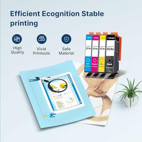 Washope 924e 924XL with Chip Replacement Ink Cartridges for HP 924 924e 924XL Compatible Cartridges for HP OfficeJet Pro 8122e 8120e 8132e 8128 8120 8132 8133 8134 8135 8125e 8138e (Pack of 4)