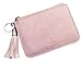 Skyflying Artificial Leather Slim Credit Wallet Key Card Pocket with Key Ring and ID Window Practical Mother's Day Gift Macarons Color (pink)