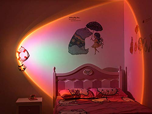 Sunset Lamp Projection Night Light Projector, 360 Degree Rotation Rainbow 10W Led Light, Dimmable 10 Adjustable Brightness Floor Sunset Lamp, USB Port Romantic Gift for Living Room Party Bedroom Decor