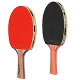 KEVENZ Patent Advanced Table Tennis Racket Come with Anti-Skid Handle, Wooden Blade Surrounded by Rubber, That Make Easier to Hold The Handle and Speed up The Ball Speed(2/4-Pack ping Pong Paddle)