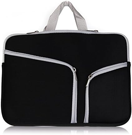 Onkuey Zipper Briefcase Neoprene Sleeve Case Cover Bag for MacBook Pro 15.4" with or w/out Retina Display and Laptop 15" With Pockets for MacBook Charger (Black)