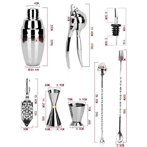 LPing Manhattan Cocktail Set,Silber Cocktail Set mit Edelstahl Shaker,Holz Muddler,Twisted Bar Löffel,Hawthorne Sieb und… – Bild 3
