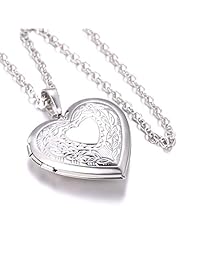 U7 Collar con dije con diseño de corazón con diferentes grabados, platino dorado rosa chapado en oro de 18 quilates, cadena de 22 pulgadas, 4 estilos