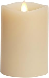 Luminara Flameless Candle: 360 Degree Top, Vanilla Scented Moving Flame Candle with Timer (4" Ivory)