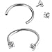 Areke Cute Cubic Zirconia Stainless Steel Hoop Nose Piercings Studs Ring for Lip Eyebrow Nipple Ear