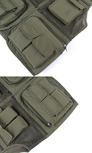 Ktwolen Homme Multi-poches Gilet De Pêche Veste Sans Manches Maille Respirant Veste De Sport Gilet Journaliste De Chasse Randonnée Gilet
