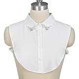 Wearlizer Women's Half Shirt Blouse Detachable Fake Collar with Pearl and Rhinestone