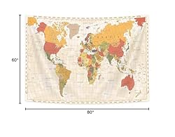 Drgilau World Map Tapestry Wall Hanging, Vintage