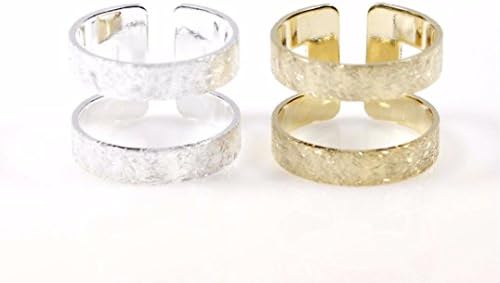 Stacking Wide and Thick brushed Two Line Band Cuff ring, tube ring, knuckle ring in 2 colors(925 sterling silver/plated over Brass)