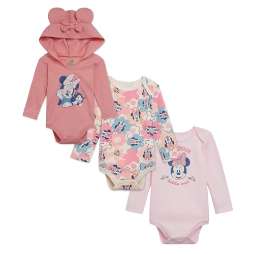 Disney Classics Mickey Mouse Winnie the Pooh Minnie Baby 3 Pack Bodysuits Newborn to Infant Sizes (Newborn - 24 Months)