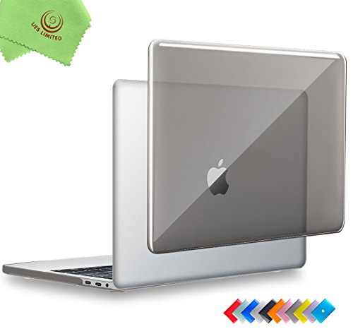 UESWILL MacBook Pro 13 inch Case 2018 & 2017 & 2016, Crystal Clear Glossy Hard Case for MacBook Pro 13-inch, 2/4 Thunderbolt 3 Ports (USB-C) - with/Without Touch Bar, Model A1989/A1706/A1708, Gray