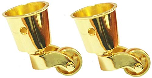 MACHSWON 2PCS Polished Antique Cup Type Casters Solid Brass High Load Capacity Universal Furniture Castors for Furniture Suits Beds Armchairs Gold