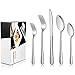 Hammered Silverware Set, LIANYU 40-Piece Stainless Steel Cutlery Flatware Set for 8, Tableware Eating Utensils, Mirror Finish, Dishwasher Safe