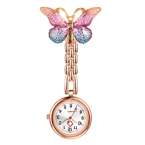 OIDEA Nurse Watches for Women: Butterfly Brooch Nurse Watch Easy to Read Clip On Fob Watch