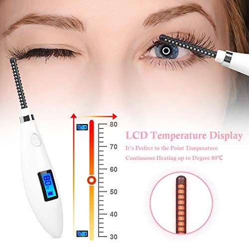Electric Eyelash Curler, Acavado Heated Eyelash Curler【2019 New Version】Ceramic Constant Heating, Temperature Digital Display, USB Rechargeable, Natural Long Lasting for Women Routine Makeup (White) - Thumbnail 5