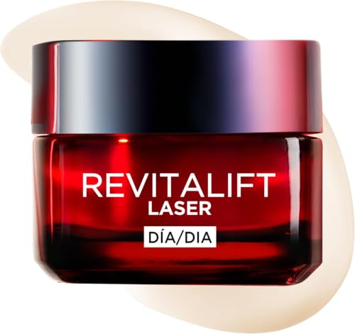 L'Oréal Paris Revitalift Laser, Crema de Día Anti-Edad Nº1 con Fórmula Reforzada de Ácido Hialurónico, Vitamina Cg, Pro-Retinol y Péptidos, Resultados visibles en 1 Semana, 50ml