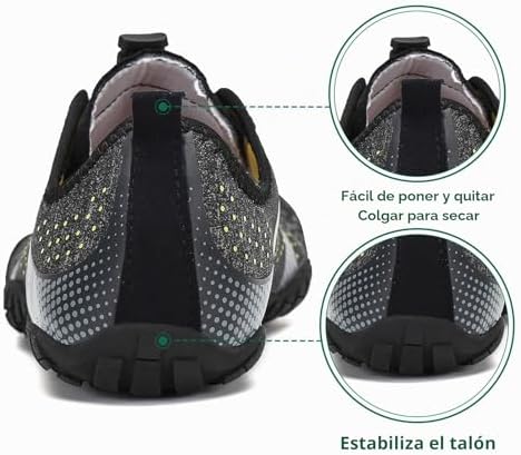 Hombre Barefoot Zapatillas Minimalistas Mujer Antideslizante Zapatos Barefoot para Zero Drop Soles Negro Ahumado,Gr.39
