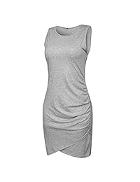 Vestido para mujer de trabajo casual, sin mangas, elástico, ajustado, con tul y dobladillo