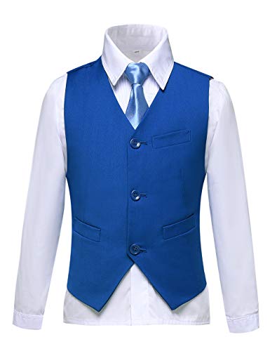 Boys Suit Ring Bearer Dress Clothes with Blazer Vest Pants Shirt and Tie Royal Blue Size 7 - Thumbnail 5