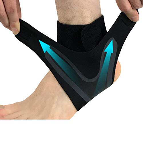 Mayunn Adjustable Elastic Ankle Support Sleeve Elastic Ankle Brace Guard Foot Support Sports - Reduce Sports Injuries, Recovery After Injury (Black) (B, S)