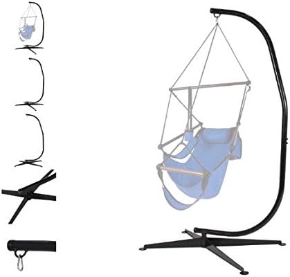 Quality Hammock Stand - Hammock C Stand - Solid Steel Construction - For Hammock Air Porch Swing Chair - Indoor Outdoor Garden use - Hanging Chair Swing Patio - Durable &amp; Rust Resistant