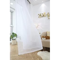 PHILEASY Window Sheer White Curtains 120 Inches