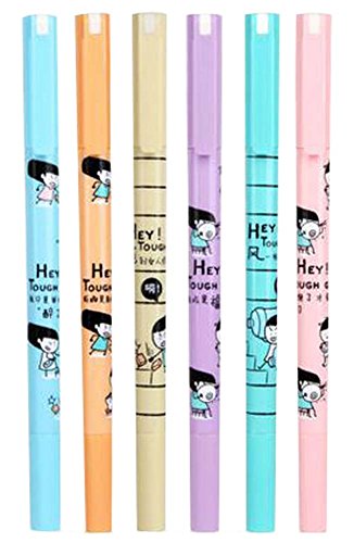 Set Of 6 Highlighter Color Marking Crayons Dauber Gel Pens Round