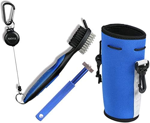 HAIYUE Retractable Golf Club Brush Wire Nylon Bristles Groove Cleaner 2 Ft Zip-line Aluminum Carabiner Easily Attaches to Golf Bag + Ball Holder Clip Utility Pouch + Groove Sharpener Gift Bundle Combo HAIYUE Retractable Golf Club Brush Wire Nylon Bristles Groove Cleaner 2 Ft Zip-line Aluminum Carabiner Easily Attaches to Golf Bag + Ball Holder Clip Utility Pouch + Groove Sharpener Gift Bundle Combo