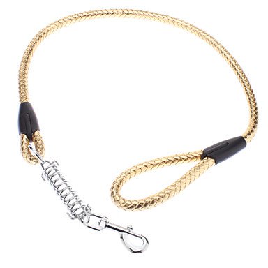 MM Leather Woven Leash with Coil-spring for Dogs
